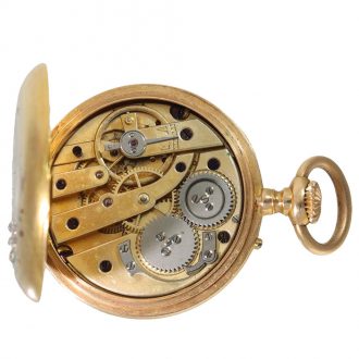 Swiss 18 carat gold pendant watch with chatelaine in original box Circa 1880