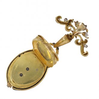 Swiss gold and enamel scarab form watch set with pearls Circa 1870