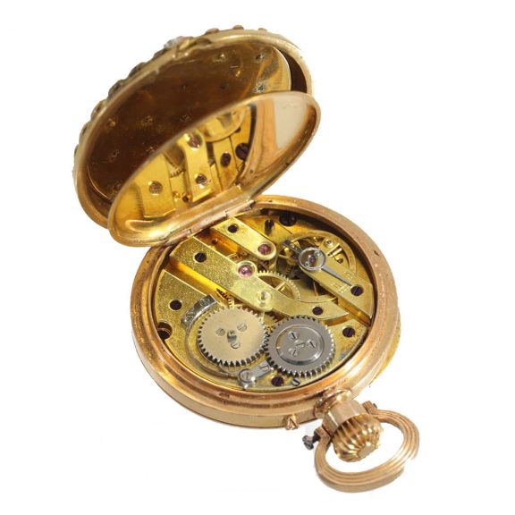 French 18 carat gold and enamel important chatelaine watch Circa 1850 French 18 carat gold and enamel important chatelaine watch Circa 1850