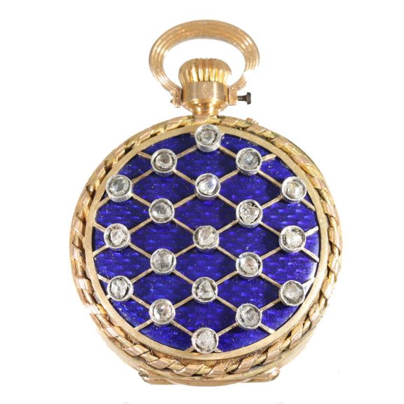 French 18 carat gold and enamel important chatelaine watch Circa 1850 French 18 carat gold and enamel important chatelaine watch Circa 1850