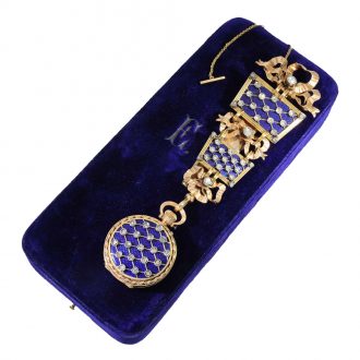 French 18 carat gold and enamel important chatelaine watch Circa 1850
