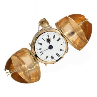 Swiss 18 carat gold and enamel watch in the shape of a tulip Circa 1810