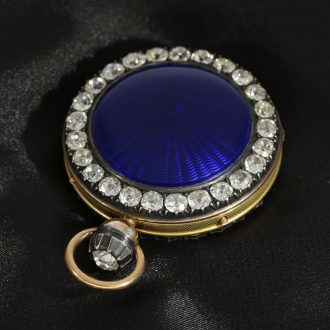 Swiss French 18 carat gold and enamel watch with diamonds Circa 1925
