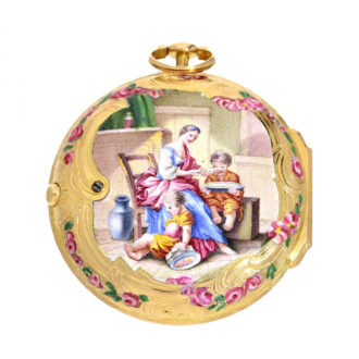 French verge pocket watch with enamel painting Circa 1760