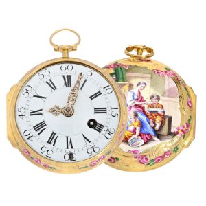 French verge pocket watch with enamel painting Circa 1760
