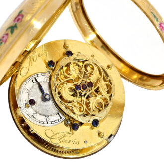 French verge pocket watch with enamel painting Circa 1760