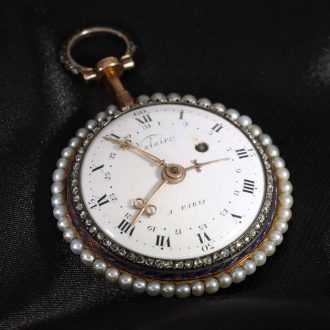 French 18 carat gold and enamel repeater verge watch Circa 1780