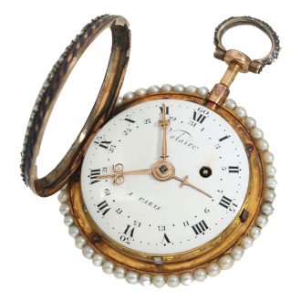 French 18 carat gold and enamel repeater verge watch Circa 1780