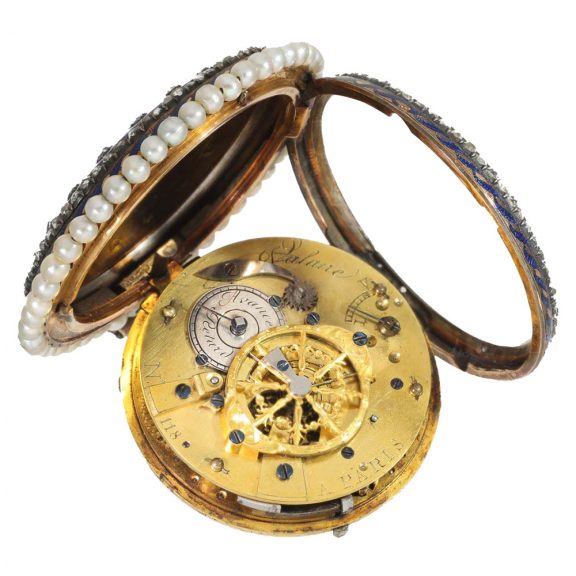 French 18 carat gold and enamel repeater verge watch Circa 1780 French 18 carat gold and enamel repeater verge watch Circa 1780