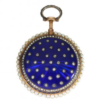 French 18 carat gold and enamel repeater verge watch Circa 1780
