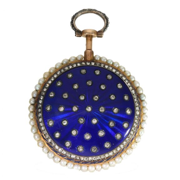 French 18 carat gold and enamel repeater verge watch Circa 1780 French 18 carat gold and enamel repeater verge watch Circa 1780