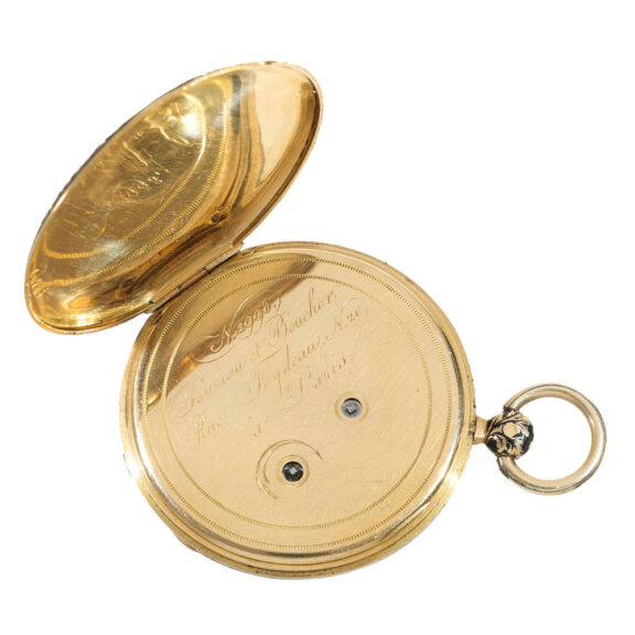 French 18 carat gold and enamel Lépine pocket watch Circa 1820 French 18 carat gold and enamel Lépine pocket watch Circa 1820