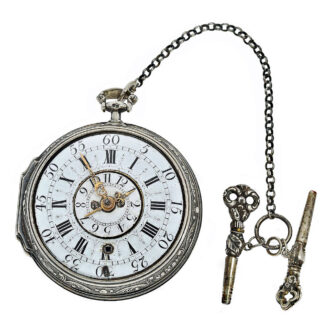 French silver verge pocket watch with alarm Circa 1730