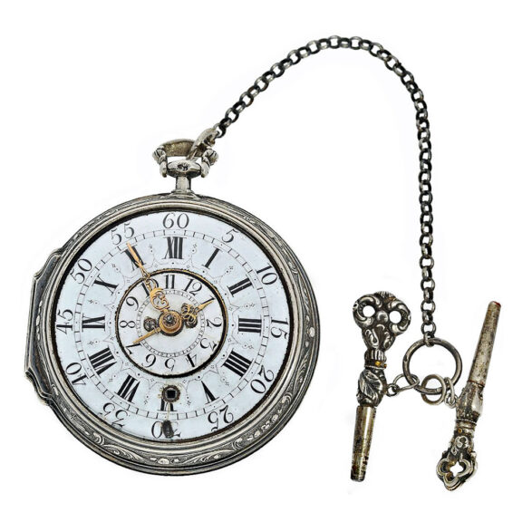 French silver verge pocket watch with alarm Circa 1730