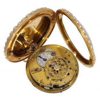 French 18 carat gold and enamel verge repeater watch Circa 1800