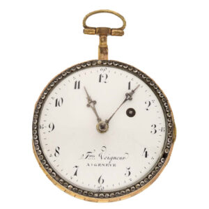 Swiss brass and enamel watch with very fine painting Circa 1780