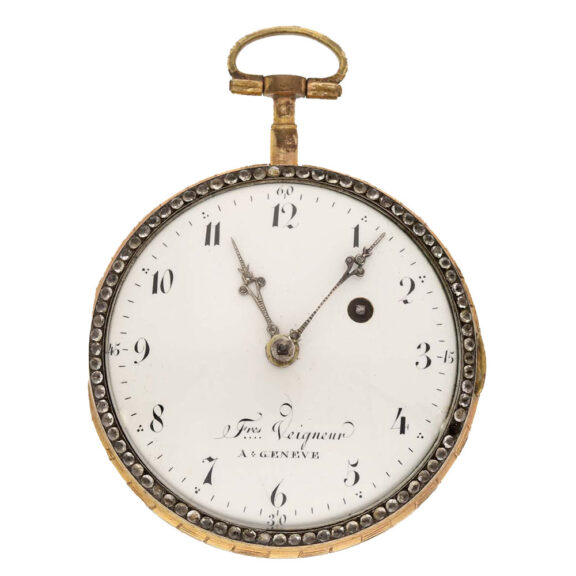 Swiss brass and enamel watch with very fine painting Circa 1780