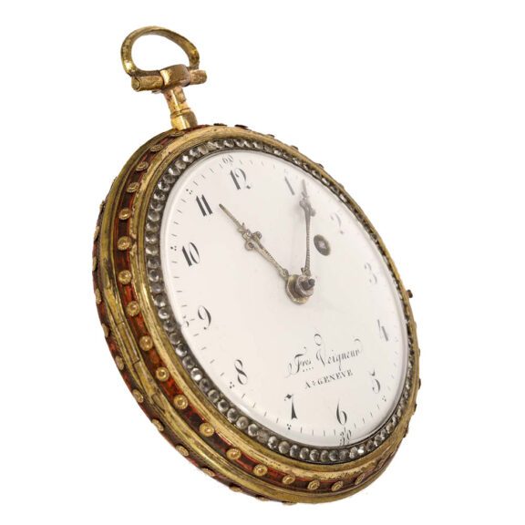 Swiss brass and enamel watch with very fine painting Circa 1780 Swiss brass and enamel watch with very fine painting Circa 1780
