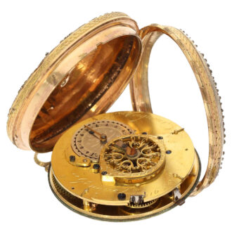 Swiss brass and enamel watch with very fine painting Circa 1780