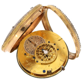 Swiss brass and enamel watch with very fine painting Circa 1780