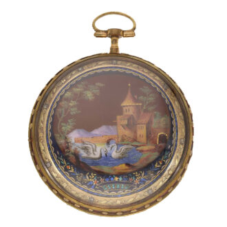 Swiss brass and enamel watch with very fine painting Circa 1780