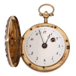 Swiss 18 carat gold and enamel full hunter case watch Circa 1800