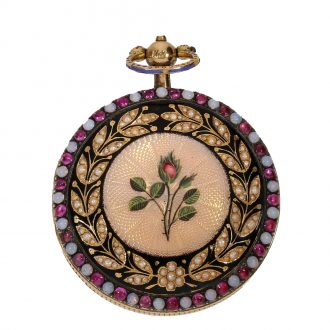 Swiss 18 carat gold and enamel full hunter case watch Circa 1800