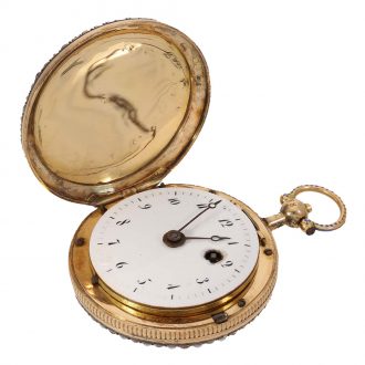 Swiss 18 carat gold and enamel full hunter case watch Circa 1800