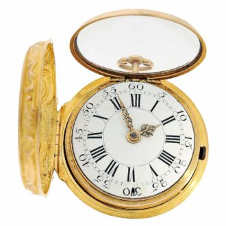 English gold pair cased repoussé pocket watch Circa 1750