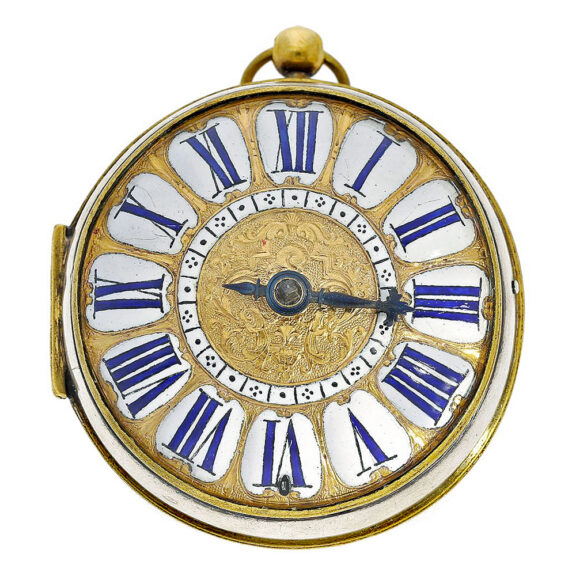 French enamel decorated watch with mock pendulum Circa 1690