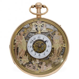 Swiss skeletonized 18K gold quarter repeating verge Circa 1820