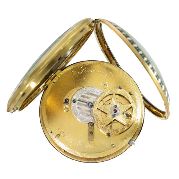 French 18 carat gold and enamel verge pocket watch Circa 1790 French 18 carat gold and enamel verge pocket watch Circa 1790