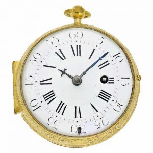 French gilt open faced repoussé oignon watch Circa 1700-1720