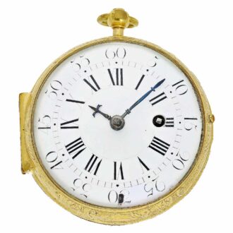 French gilt open faced repoussé oignon watch Circa 1700-1720