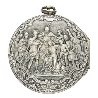 English repoussé verge watch with mock pendulum Circa 1720