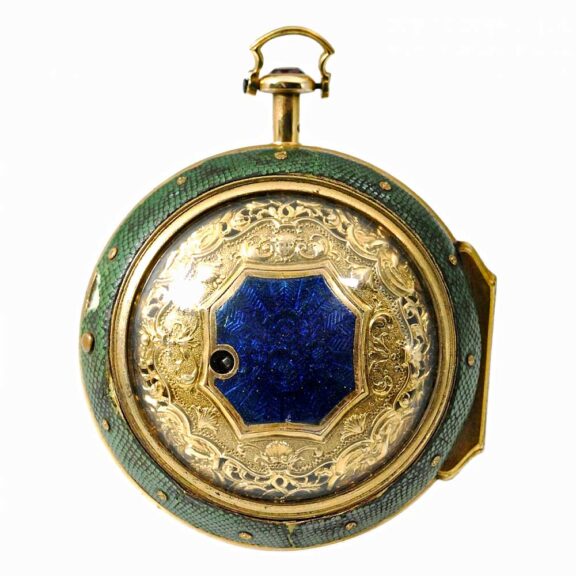 English gold enamel repeating verge watch Circa 1760 English gold enamel repeating verge watch Circa 1760