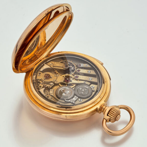 Heavy Swiss gold minute repeater with Jacquemart Circa 1895 Heavy Swiss gold minute repeater with Jacquemart Circa 1895