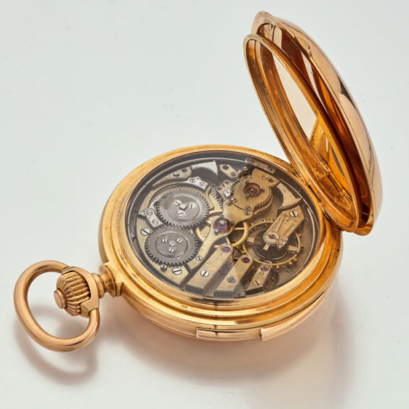 Heavy Swiss gold minute repeater with Jacquemart Circa 1895 Heavy Swiss gold minute repeater with Jacquemart Circa 1895