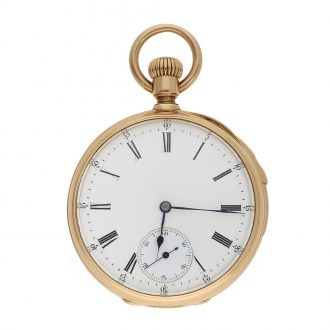 Swiss 18 carat open faced watch with quarter repeater Circa 1876