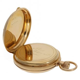 Swiss 18 carat open faced watch with quarter repeater Circa 1876