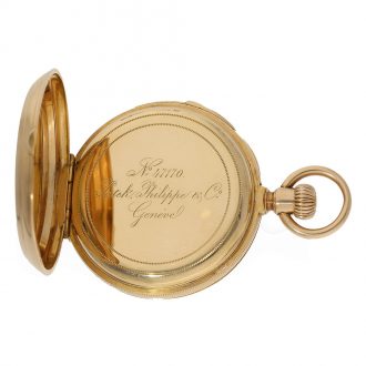 Swiss 18 carat open faced watch with quarter repeater Circa 1876