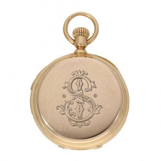Swiss 18 carat open faced watch with quarter repeater Circa 1876