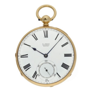 Fine English 18 carat gold open faced chronometer Circa 1874