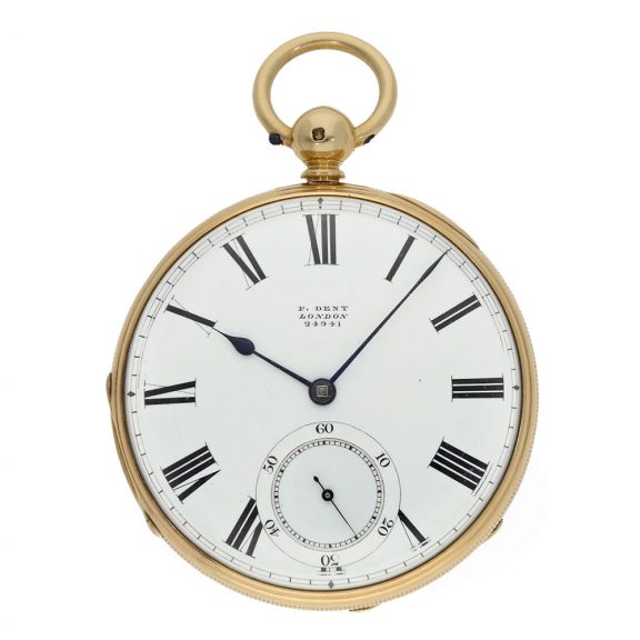 Fine English 18 carat gold open faced chronometer Circa 1874