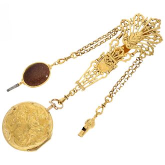 English pair cased repoussé verge with chatelaine Circa 1788
