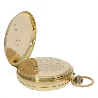 English 18 carat gold deck chronometer with carrousel Circa 1897