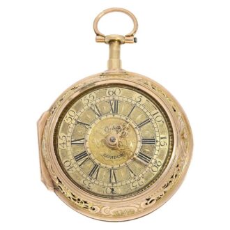 English pair cased repoussé verge repeating watch Circa 1710