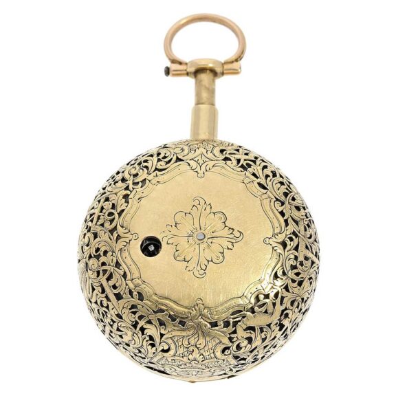 English pair cased repoussé verge repeating watch Circa 1710 English pair cased repoussé verge repeating watch Circa 1710