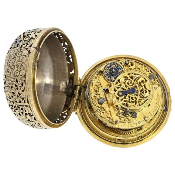 English pair cased repoussé verge repeating watch Circa 1710 English pair cased repoussé verge repeating watch Circa 1710
