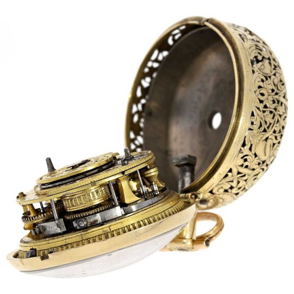 English pair cased repoussé verge repeating watch Circa 1710 English pair cased repoussé verge repeating watch Circa 1710